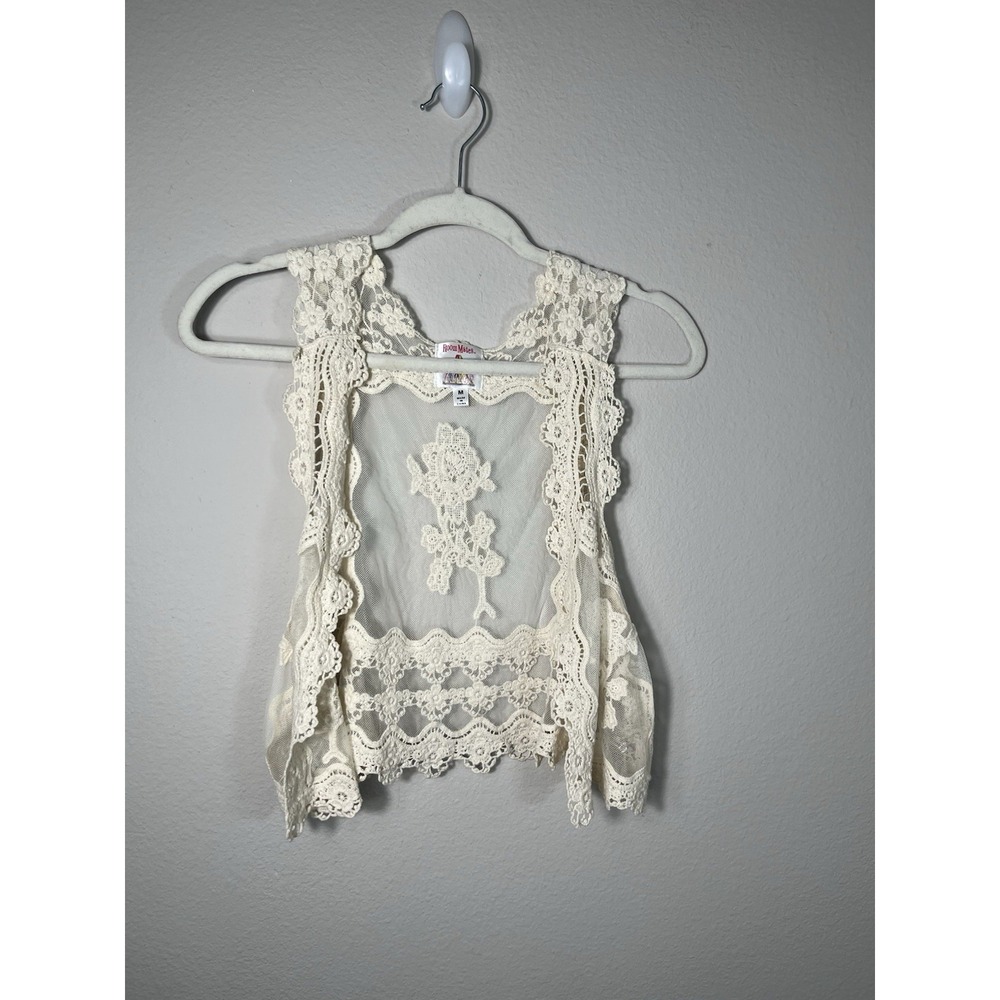 Roommates Cream Lace Crochet Vest Size Medium